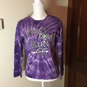 Purple PEACE LOVE RUN 🏃‍♀️ Tie-Dye Thermal Medium